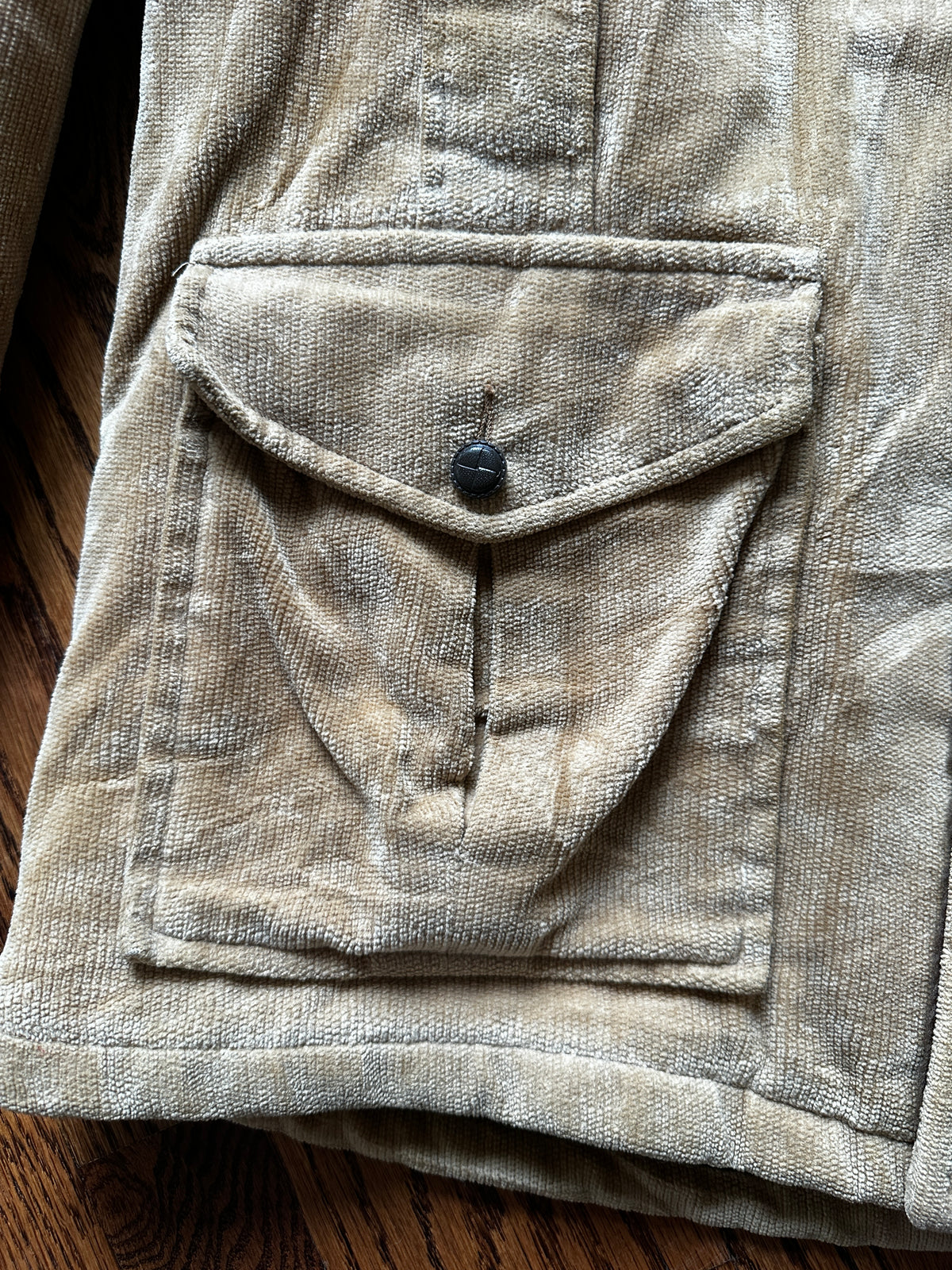 1960'S BEIGE CORDUROY SHERPA LINED L/XL