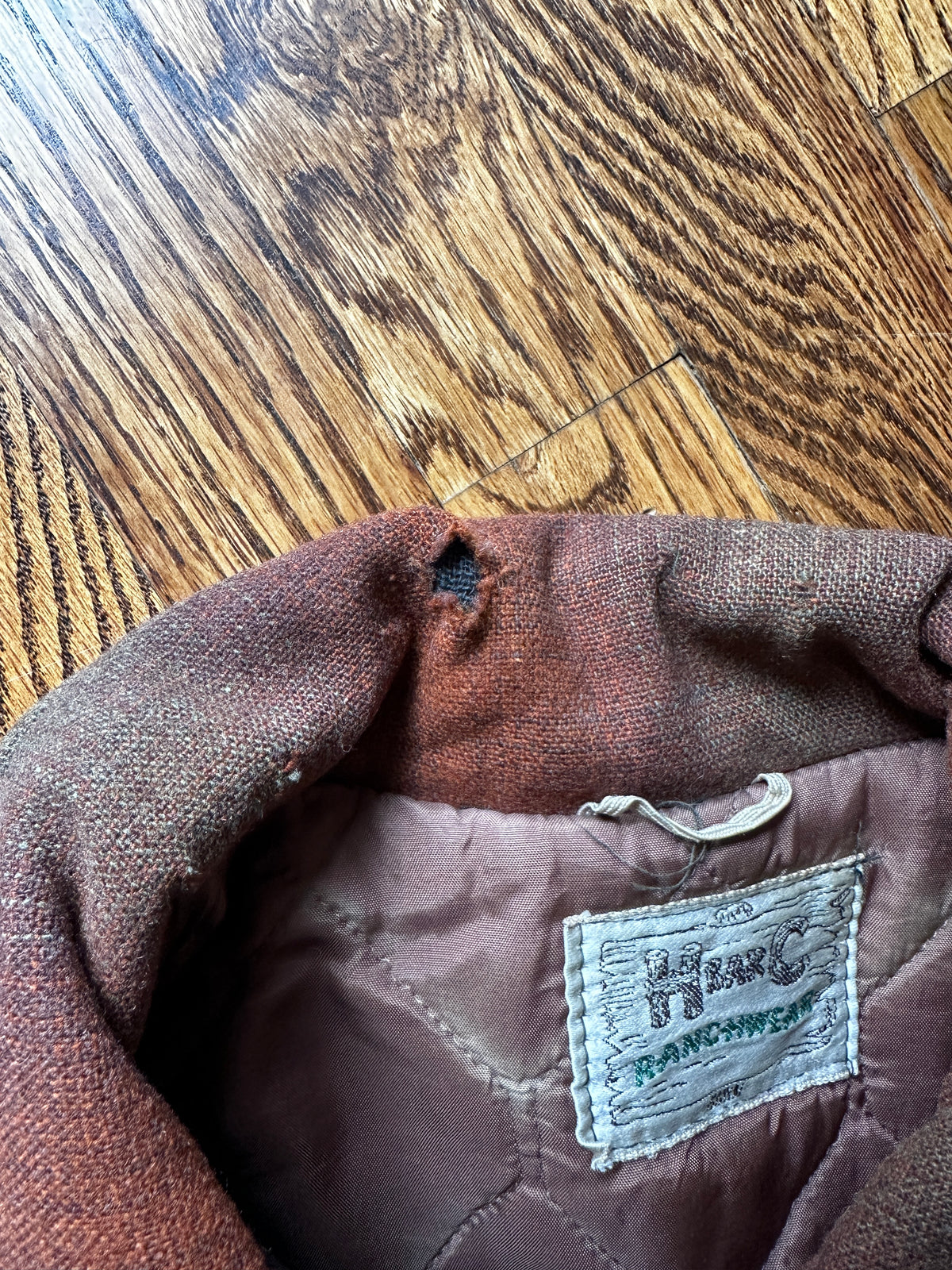 1960'S BROWN GREEN WOOL RANCH COAT LARGE