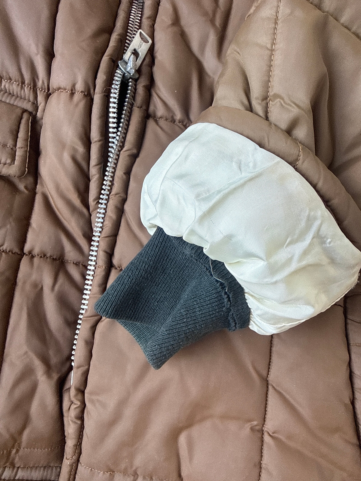 1960'S WESTERN QUILTED FUR LINED PUFFER W FUR COLLAR - LARGE/XL