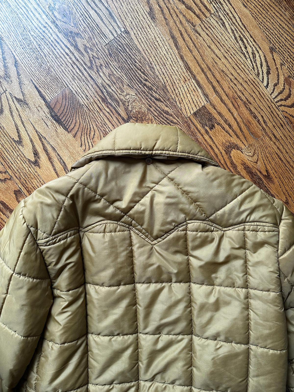 1960'S OLIVE WESTERN POLAR QUILT JACKET XL