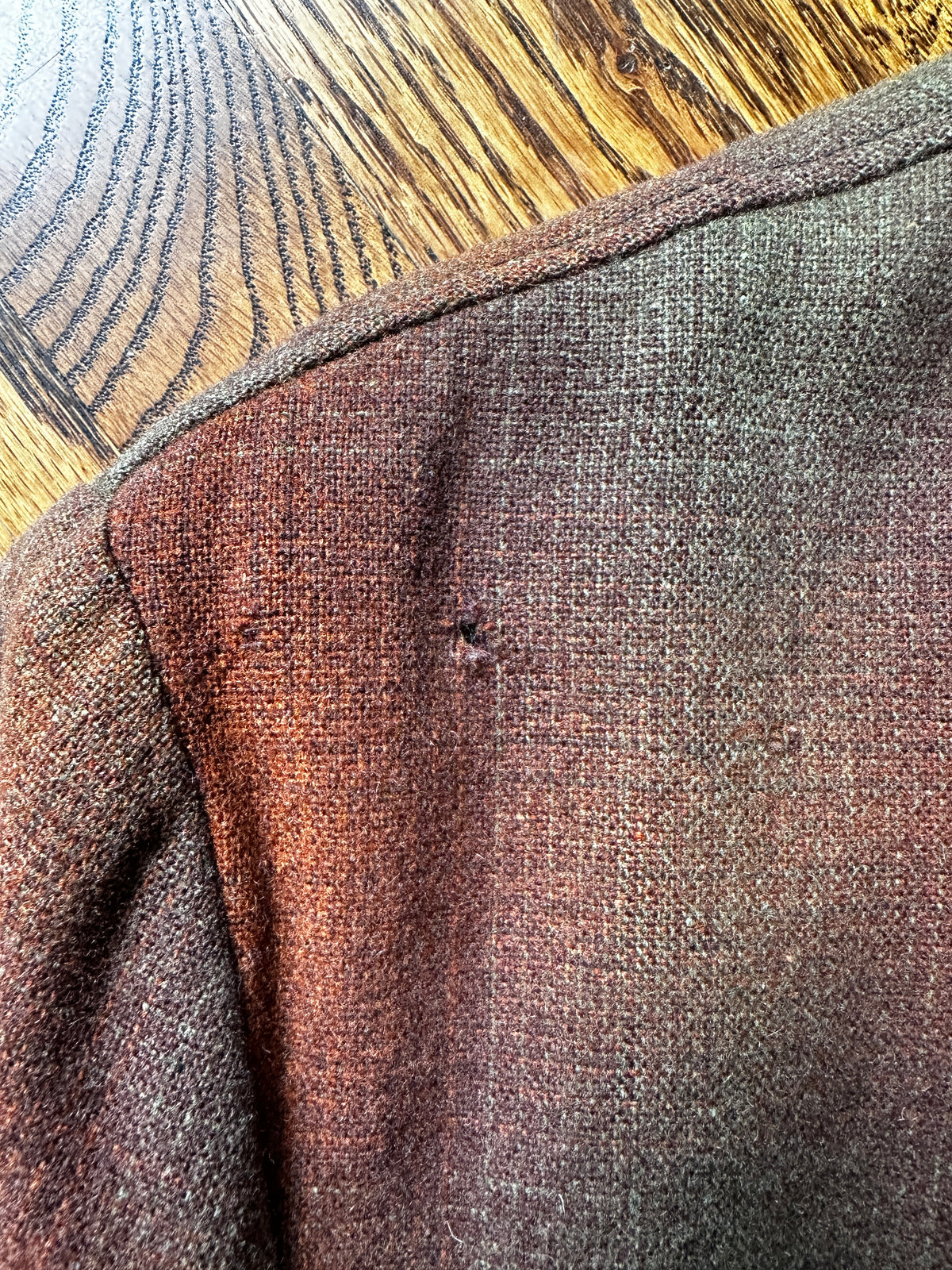 1960'S BROWN GREEN WOOL RANCH COAT LARGE