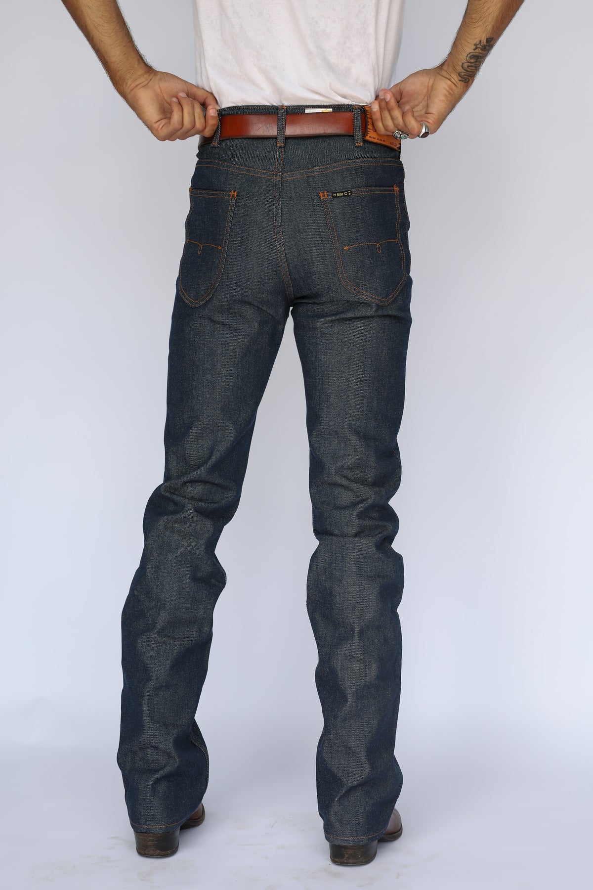 Back view of the H Bar C Salina slim straight indigo jeans.