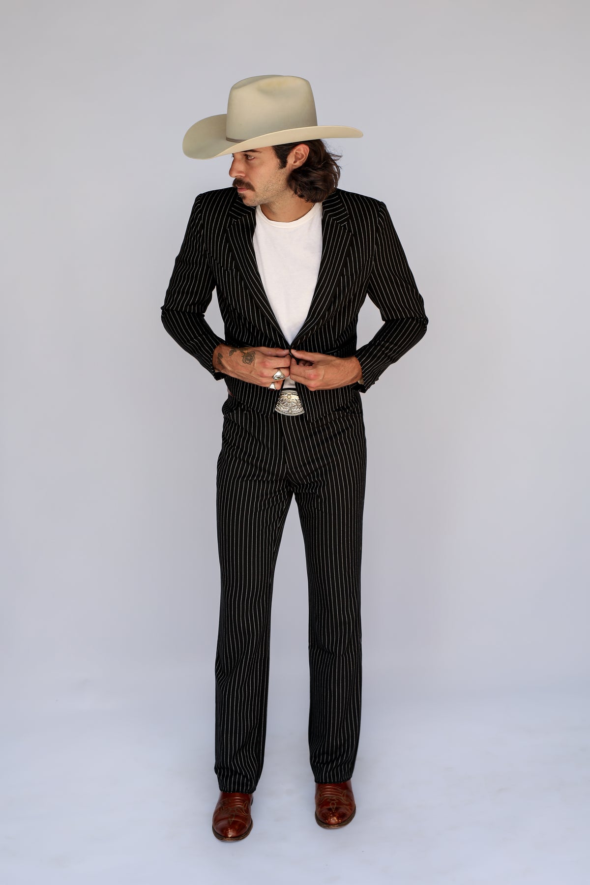 Bakersfield Pin Stripe Suit Black