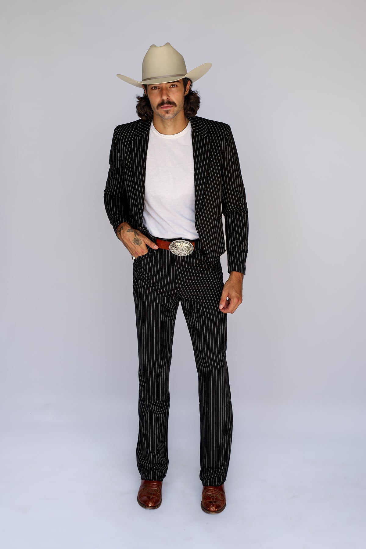 Bakersfield Pin Stripe Suit Black