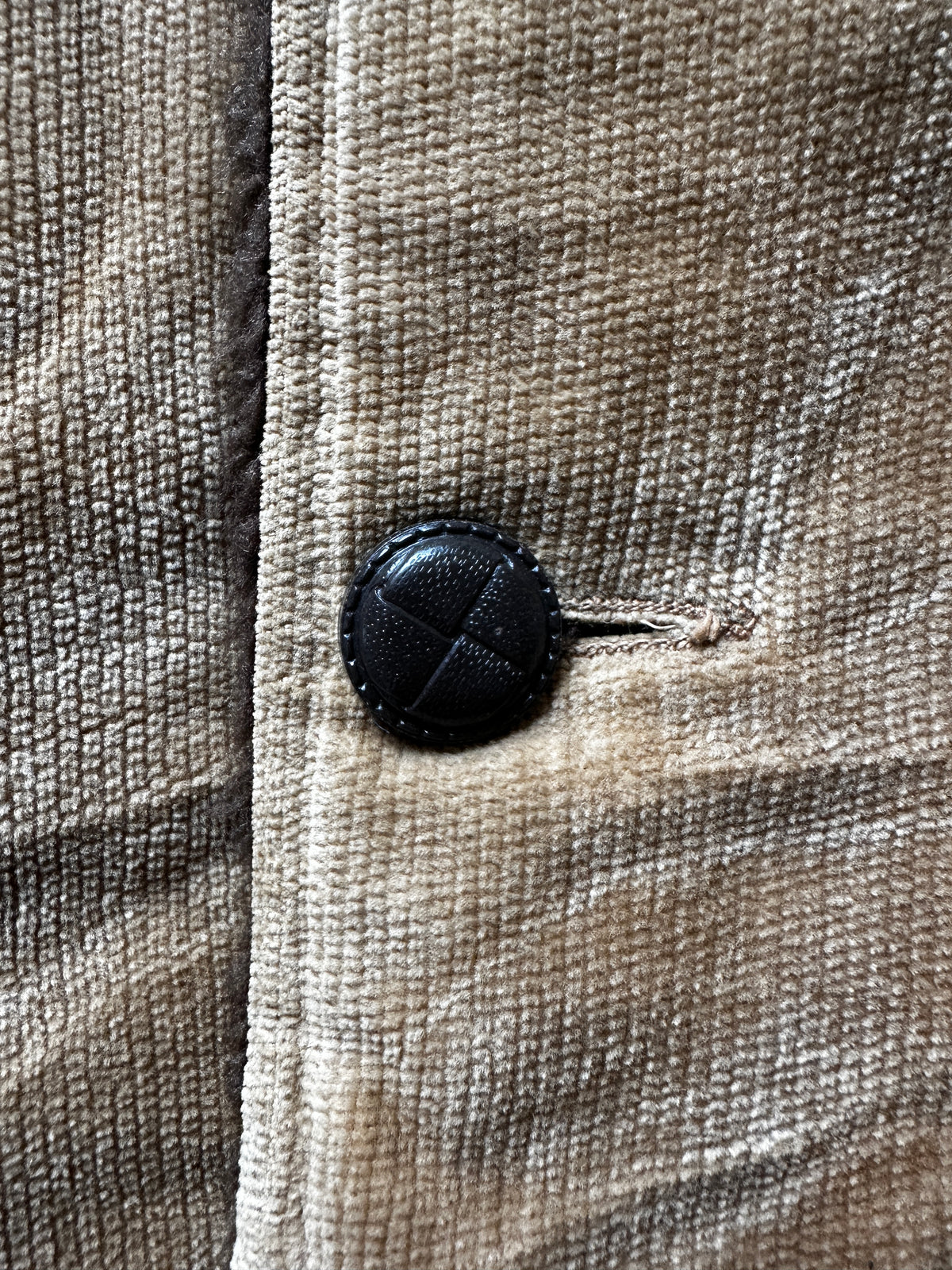 1960'S BEIGE CORDUROY SHERPA LINED L/XL