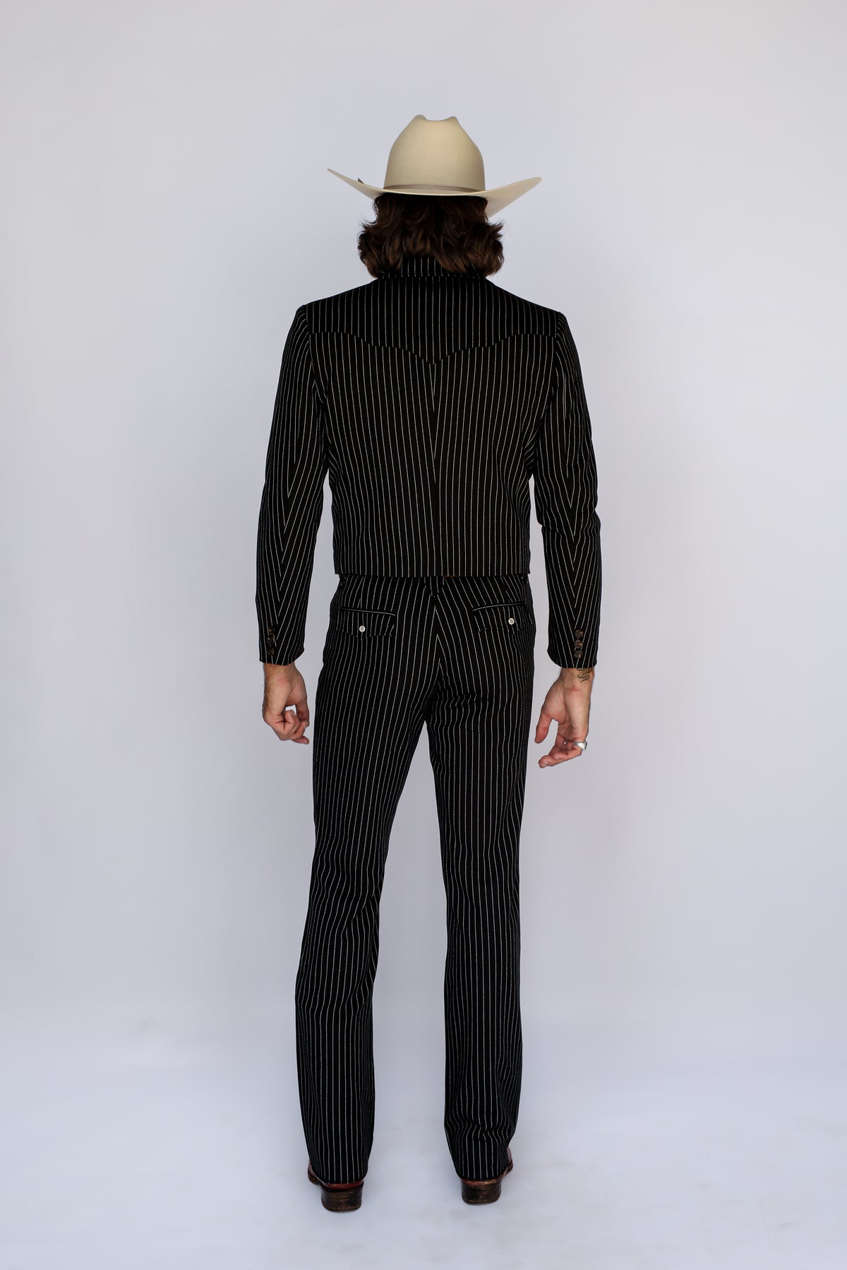 Bakersfield Pin Stripe Suit Black