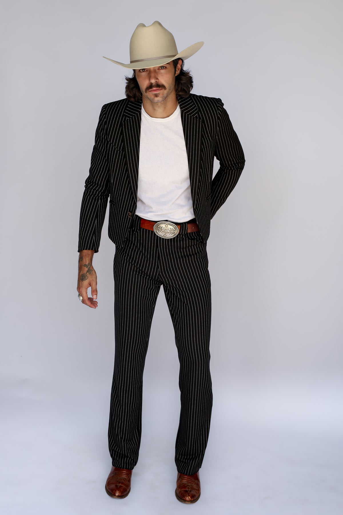 Bakersfield Pin Stripe Suit Black